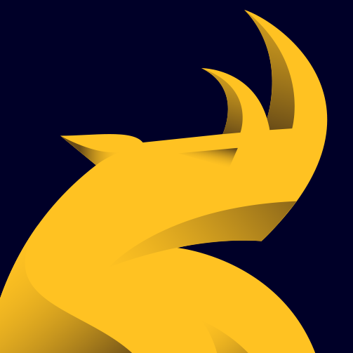 Budgyt navy and yellow rhino logo